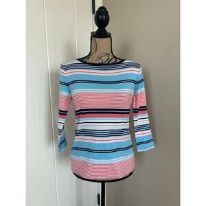Talbots Pink and Blue Striped 100% Cotton Top Size XS